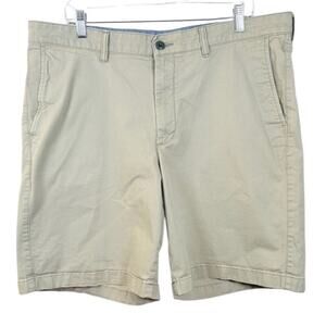 L.L. Bean Men’s Khaki Flat Front Shorts Size 38W Cotton Casual Chino Beige